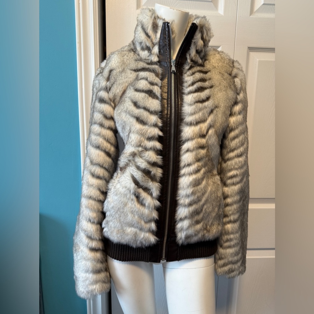 GUESS faux fur jacket size medium